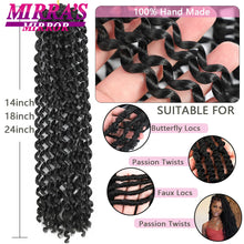 Load image into Gallery viewer, Water Wave Passion Twist Crochet Hair 14/18/24 Inch Crochet Passion Twist Hair Synthetic Braids Ombre Braiding Hair Extensions