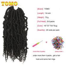 Load image into Gallery viewer, TOMO Bomb Twist Crochet Braids Pre-looped Passion Twist Crochet Hair Ombre Spring Twist Synthetic Braiding Hair Extensions 14"