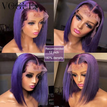 Load image into Gallery viewer, 13x6 Dark Purple Short Bob Wig Lace Front Human Hair Wig