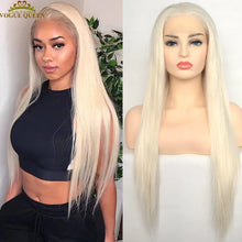 Load image into Gallery viewer, Voguequeen Platinum Blonde Synthetic Lace Front Wigs Silky Straight Heat Resistant Fiber Daily Wear For Women