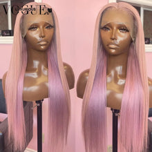 Load image into Gallery viewer, 13x6 Light Pink 13x4 HD Transparent Lace Front Straight Wig Preplucked Hairline Brazilian Human Hair Loose Wave Wigs for Women