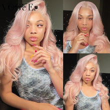 Load image into Gallery viewer, 13x6 Light Pink 13x4 HD Transparent Lace Front Straight Wig Preplucked Hairline Brazilian Human Hair Loose Wave Wigs for Women