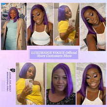 Load image into Gallery viewer, 13x6 Dark Purple Short Bob Wig Lace Front Human Hair Wig
