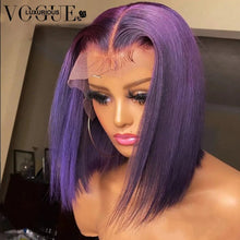 Load image into Gallery viewer, 13x6 Dark Purple Short Bob Wig Lace Front Human Hair Wig