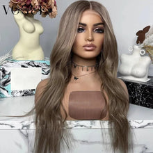 Load image into Gallery viewer, Dark Ash Brown 4x4 Glueless Loose Body Wave Closure Wigs Brazilian Virgin Human Hair 13x4 13x6 Transparent Lace Front Women Wig