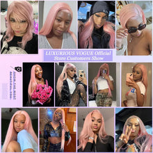 Load image into Gallery viewer, 13x6 Light Pink 13x4 HD Transparent Lace Front Straight Wig Preplucked Hairline Brazilian Human Hair Loose Wave Wigs for Women