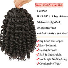 Load image into Gallery viewer, Jayfans 8 Inch Short Loose Wave Synthetic Hair Jamaican Bounce Wand Curl Crochet Hair Brown Ombre Curly Crochet Hair Extensions