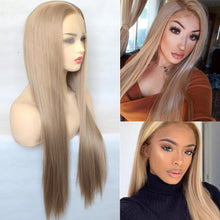 Load image into Gallery viewer, Voguequeen Honey Ash Blonde Color Synthetic Lace Front Wig Long Silky Straight Heat Resistant Fiber Daily Wear For Women