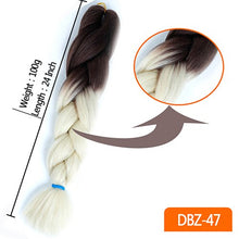 Load image into Gallery viewer, 24inch Synthetic HairPieces Braids Jumbo Hair Extensions Braiding Rainbow Blue Pink Blonde Purple Ombre DreadLock Braid MUMUPI