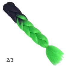 Load image into Gallery viewer, 24Inch Synthetic Long Jumbo Ombre Braiding Hair  For Women Colorful Braids 100g Rainbow Hair Gray  Black Trend Way