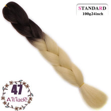 Load image into Gallery viewer, AILIADE 24 inch Jumbo Braids Long Ombre Synthetic High Temperature Braiding Kanekalon Hair Extensions African White Black Women