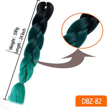 Load image into Gallery viewer, 24inch Synthetic HairPieces Braids Jumbo Hair Extensions Braiding Rainbow Blue Pink Blonde Purple Ombre DreadLock Braid MUMUPI