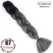 Load image into Gallery viewer, AILIADE 24 inch Jumbo Braids Long Ombre Synthetic High Temperature Braiding Kanekalon Hair Extensions African White Black Women