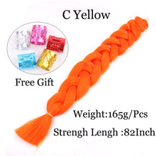 Load image into Gallery viewer, 41 inch Synthetic Braiding Hair 165g Crochet Jumbo Braids Hair Extensions 3pcs/lot Pure Color Orange Red  Yellow Purple
