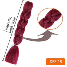 Load image into Gallery viewer, 24inch Synthetic HairPieces Braids Jumbo Hair Extensions Braiding Rainbow Blue Pink Blonde Purple Ombre DreadLock Braid MUMUPI