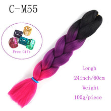 Load image into Gallery viewer, Ombre Jumbo Braids Hair 24inch 100g Synthetic Braiding Hair Crochet Braid Hair Extension  for Women Blond Brown Pink Purple
