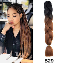 Load image into Gallery viewer, 24'' 100G Synthetic Jumbo Braiding Hair Ombre Rainbow Hair Extensions Festival Jumbo Crochet Hair Weaving Box Braids Hairpieces