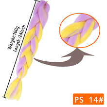 Load image into Gallery viewer, 24inch Synthetic HairPieces Braids Jumbo Hair Extensions Braiding Rainbow Blue Pink Blonde Purple Ombre DreadLock Braid MUMUPI