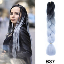 Load image into Gallery viewer, 24'' 100G Synthetic Jumbo Braiding Hair Ombre Rainbow Hair Extensions Festival Jumbo Crochet Hair Weaving Box Braids Hairpieces