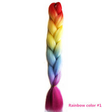 Load image into Gallery viewer, Pervado Hair 1pc 24" 100G/PC Ombre Jumbo Braids Crochet Hair Synthetic Braiding Hair Extension Yaki Bulk Red Green Rasta Color