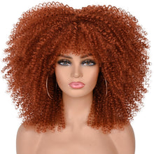 Load image into Gallery viewer, 16"Short Hair Afro Kinky Curly Wigs With Bangs For Black Women African Synthetic Ombre Glueless Blonde Brown Cosplay Lolita Wigs
