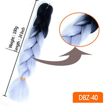 Load image into Gallery viewer, 24inch Synthetic HairPieces Braids Jumbo Hair Extensions Braiding Rainbow Blue Pink Blonde Purple Ombre DreadLock Braid MUMUPI