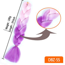 Load image into Gallery viewer, 24inch Synthetic HairPieces Braids Jumbo Hair Extensions Braiding Rainbow Blue Pink Blonde Purple Ombre DreadLock Braid MUMUPI