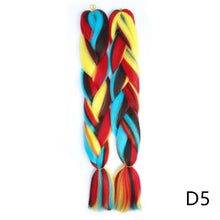 Load image into Gallery viewer, Aigemei 24'' Inter-color Jumbo Braids Long Synthetic Braiding Hair Crochet Braid Hair Extensions Red Yellow Blue Mix Color