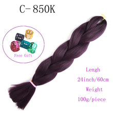 Load image into Gallery viewer, Ombre Jumbo Braids Hair 24inch 100g Synthetic Braiding Hair Crochet Braid Hair Extension  for Women Blond Brown Pink Purple
