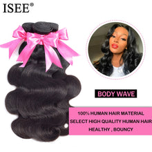Load image into Gallery viewer, ISEE HAIR Peruvian Body Wave Human Hair Bundles100% Human Hair Extension Natural Color Can Buy 1/ 3/ 4 Bundles Thick Hair Weaves
