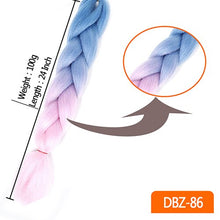 Load image into Gallery viewer, 24inch Synthetic HairPieces Braids Jumbo Hair Extensions Braiding Rainbow Blue Pink Blonde Purple Ombre DreadLock Braid MUMUPI