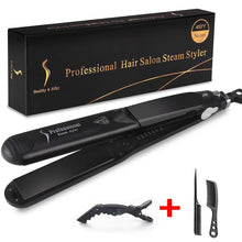 Load image into Gallery viewer, Steam Hair Straightener Ceramic Vapor Hair Curler Salon hair Flat Iron Hair Straightening Iron Curler Styler Hair Styling Tool