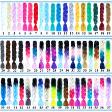 Load image into Gallery viewer, 24inch Synthetic HairPieces Braids Jumbo Hair Extensions Braiding Rainbow Blue Pink Blonde Purple Ombre DreadLock Braid MUMUPI