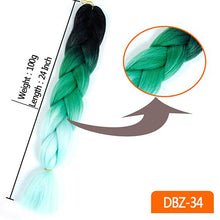 Load image into Gallery viewer, 24inch Synthetic HairPieces Braids Jumbo Hair Extensions Braiding Rainbow Blue Pink Blonde Purple Ombre DreadLock Braid MUMUPI