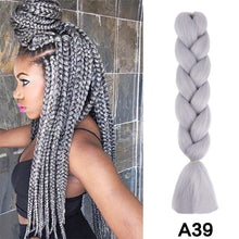 Load image into Gallery viewer, 24'' 100G Synthetic Jumbo Braiding Hair Ombre Rainbow Hair Extensions Festival Jumbo Crochet Hair Weaving Box Braids Hairpieces