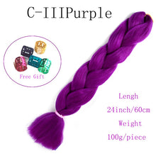 Load image into Gallery viewer, Ombre Jumbo Braids Hair 24inch 100g Synthetic Braiding Hair Crochet Braid Hair Extension  for Women Blond Brown Pink Purple