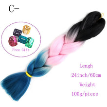 Load image into Gallery viewer, Ombre Jumbo Braids Hair 24inch 100g Synthetic Braiding Hair Crochet Braid Hair Extension  for Women Blond Brown Pink Purple