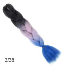 Load image into Gallery viewer, 24Inch Synthetic Long Jumbo Ombre Braiding Hair  For Women Colorful Braids 100g Rainbow Hair Gray  Black Trend Way