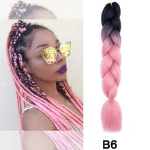 Load image into Gallery viewer, 24'' 100G Synthetic Jumbo Braiding Hair Ombre Rainbow Hair Extensions Festival Jumbo Crochet Hair Weaving Box Braids Hairpieces