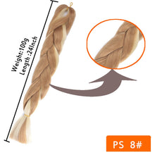 Load image into Gallery viewer, 24inch Synthetic HairPieces Braids Jumbo Hair Extensions Braiding Rainbow Blue Pink Blonde Purple Ombre DreadLock Braid MUMUPI