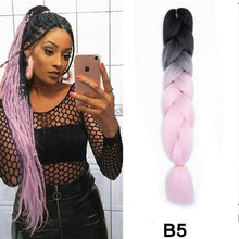 Load image into Gallery viewer, 24'' 100G Synthetic Jumbo Braiding Hair Ombre Rainbow Hair Extensions Festival Jumbo Crochet Hair Weaving Box Braids Hairpieces
