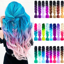 Load image into Gallery viewer, Ombre Jumbo Braids Hair 24inch 100g Synthetic Braiding Hair Crochet Braid Hair Extension  for Women Blond Brown Pink Purple