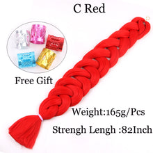 Load image into Gallery viewer, 41 inch Synthetic Braiding Hair 165g Crochet Jumbo Braids Hair Extensions 3pcs/lot Pure Color Orange Red  Yellow Purple
