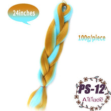 Load image into Gallery viewer, AILIADE 24 inch Jumbo Braids Long Ombre Synthetic High Temperature Braiding Kanekalon Hair Extensions African White Black Women