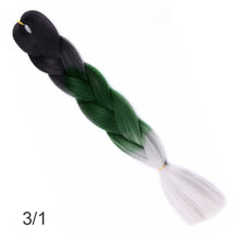 Load image into Gallery viewer, 24Inch Synthetic Long Jumbo Ombre Braiding Hair  For Women Colorful Braids 100g Rainbow Hair Gray  Black Trend Way