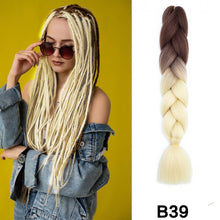 Load image into Gallery viewer, 24'' 100G Synthetic Jumbo Braiding Hair Ombre Rainbow Hair Extensions Festival Jumbo Crochet Hair Weaving Box Braids Hairpieces