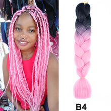 Load image into Gallery viewer, 24'' 100G Synthetic Jumbo Braiding Hair Ombre Rainbow Hair Extensions Festival Jumbo Crochet Hair Weaving Box Braids Hairpieces