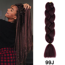 Load image into Gallery viewer, 24'' 100G Synthetic Jumbo Braiding Hair Ombre Rainbow Hair Extensions Festival Jumbo Crochet Hair Weaving Box Braids Hairpieces