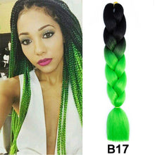 Load image into Gallery viewer, 24'' 100G Synthetic Jumbo Braiding Hair Ombre Rainbow Hair Extensions Festival Jumbo Crochet Hair Weaving Box Braids Hairpieces