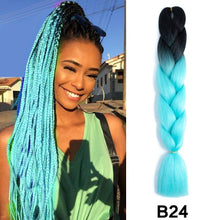 Load image into Gallery viewer, 24'' 100G Synthetic Jumbo Braiding Hair Ombre Rainbow Hair Extensions Festival Jumbo Crochet Hair Weaving Box Braids Hairpieces